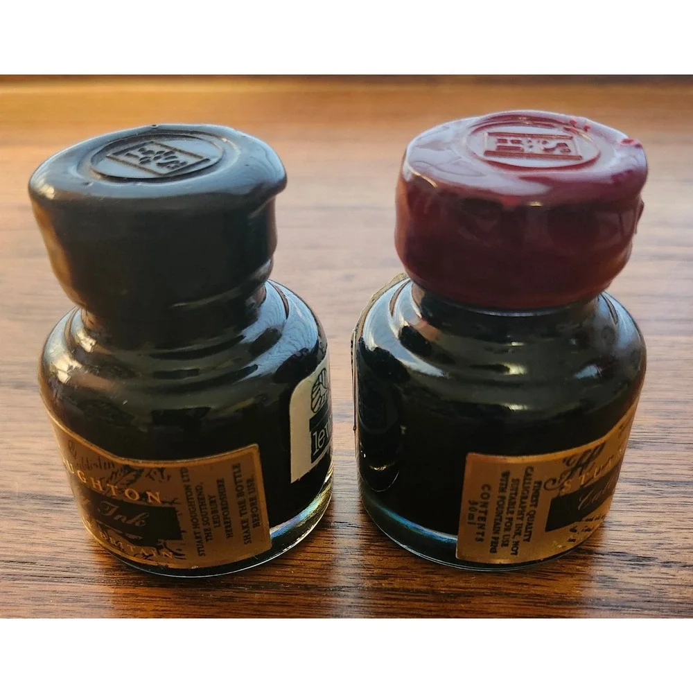 Stuart Houghton Calligraphy Ink Set 30ml Black and Burgundy Made in Britain 2pk